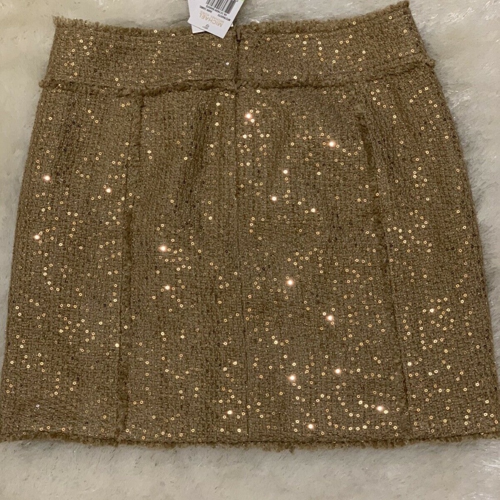 110.00 NWT MICHAEL KORS HOLIDAY PARTY EYELASH GOLD BOUCLE SEQUIN SKIRT
